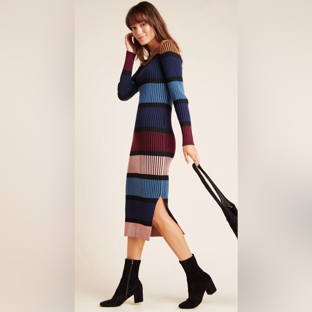 Elegant Anthropologie Lorna Midi Sweater Dress By Dolan NEW